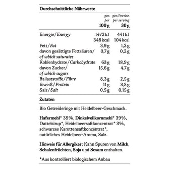Cereali ai frutti di bosco biologici valori nutrizionali All Good