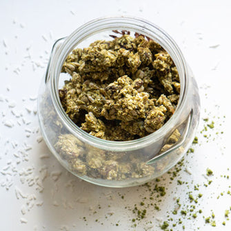 Granola al tè matcha Matchakrunch vegan Tiboom