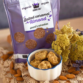 Mini biscotti caramello salato e mandorle vegan Kookie Cat