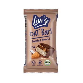 Barretta vegana di avena alle mandorle ricoperta di cioccolato fondente Livi's