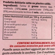 Pizzella artigianale senza zuccheri aggiunti valori nutrizionali- Mastro Pizzella