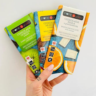 Cioccolato bisnco con arancia senza zucchero aggiunto e senza glutine Pure&Good