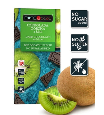 Cioccolato fondente con kiwi senza zucchero aggiunto e senza glutine Pure&Good