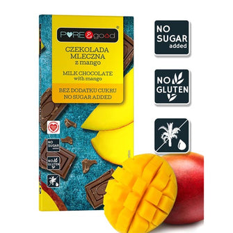 Cioccolato al latte con mango senza zucchero aggiunto e senza glutine