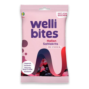 Caramelle gommose lampone e liquirizia salata con vitamina B6 Welli Bites