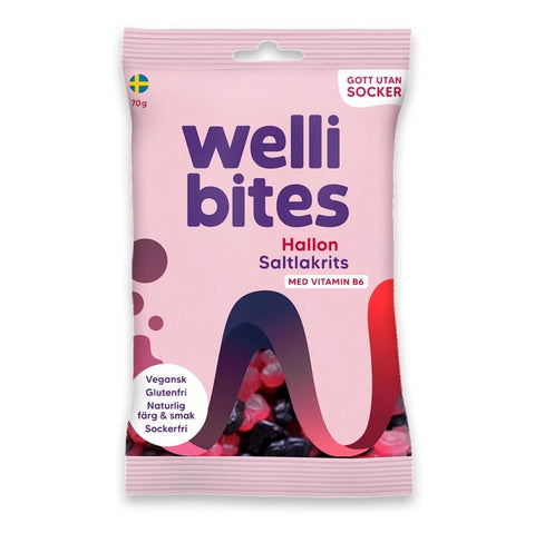 Caramelle gommose lampone e liquirizia salata con vitamina B6 Welli Bites