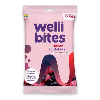 Caramelle gommose lampone e liquirizia salata con vitamina B6 Welli Bites
