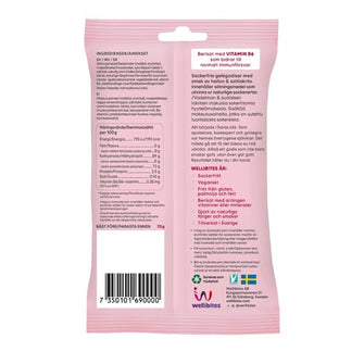 Caramelle gommose lampone e liquirizia salata con vitamina B6 valori nutrizionali Welli Bites