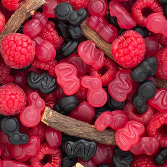 Caramelle gommose lampone e liquirizia salata con vitamina B6 senza allergeni Welli Bites