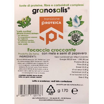 Focaccia Croccante con fibra di mela e semi di papavero - Granosalis
