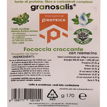 Focaccia Croccante con rosmarino valori nutrizionali Granosalis