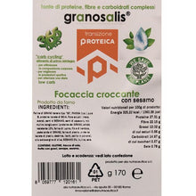 Focaccia Croccante con sesamo valori nutrizionali Granosalis