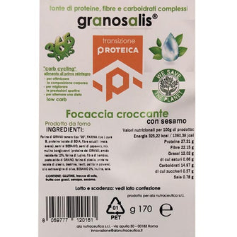 Focaccia Croccante con sesamo valori nutrizionali Granosalis