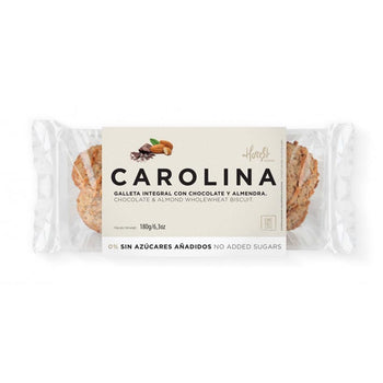 Biscotti integrali artigianali con cioccolato e mandorle senza zuccheri aggiunti Carolina Honest