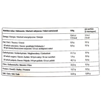 LOCCO meringhe gusto lampone 2kcal senza zucchero aggiunto valori nutrizionali