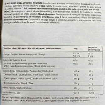 Meringhe LOCCO 2kcal a porzione senza zucchero aggiunto valori nutrizionali