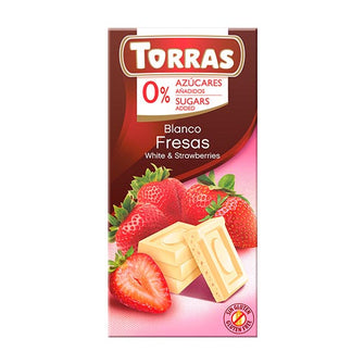 Cioccolato bianco fragole senza zucchero aggiunto Torras