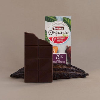 Cioccolato fondente biologico al 79% senza zucchero aggiunto e senza glutine Torras