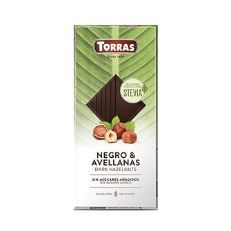 Cioccolato fondente con nocciole eritritolo stevia Torras