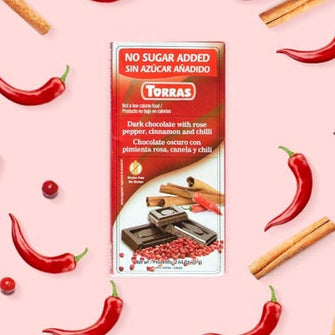 Cioccolato fondente pepe rosa cannella peperoncino senza glutine Torras