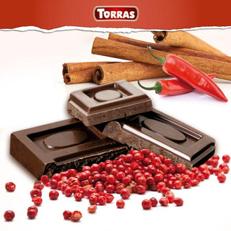 Cioccolato fondente pepe rosa cannella peperoncino senza zucchero aggiunto e senza glutine Torras