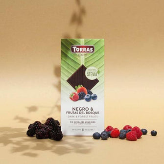 Cioccolato fondente frutti bosco eritritolo stevia vegan Torras