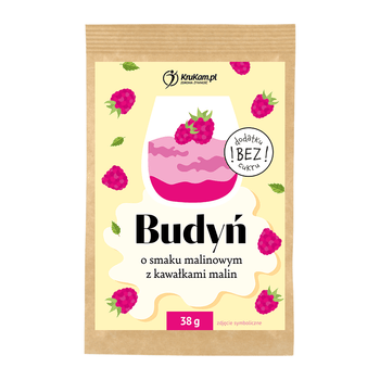 Budino al lampone con pezzi di lampone senza zucchero - Krukam