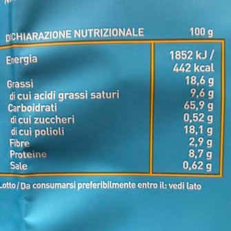 Giusto frollìni con gocce di cioccolato senza zucchero valori nutrizionali