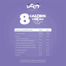 8 calorie Cream Milk Chocolate valori nutrizionali- LOCCO