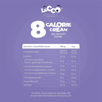 8 calorie Cream Milk Chocolate valori nutrizionali- LOCCO