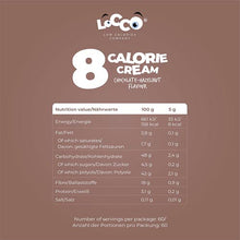 8 calorie Cream Chocolate Hazelnut valori nutrizionali- LOCCO