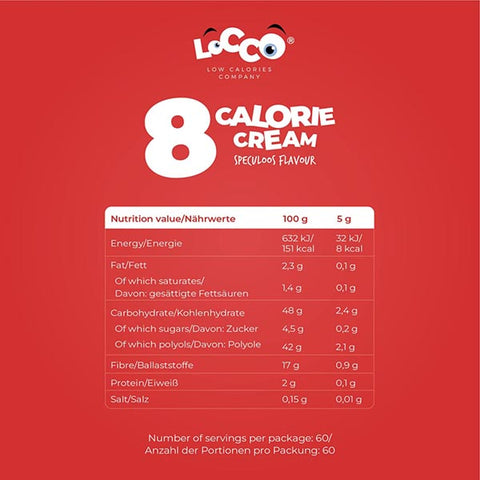 8 calorie Cream Speculoos valori nutrizionali - LOCCO