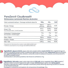 Pane Zero Cloudbread valori nutrizionali- Nuvola Zero