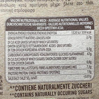 Farro soffiato italiano bio valori nutrizionali- Probios