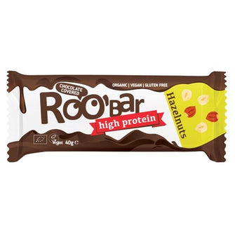 Barretta proteica vegan alle nocciole ricoperta di cioccolato - RooBar