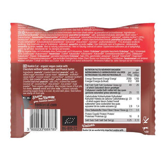 Biscotto vegan al burro di arachidi ricoperto di cioccolato valori nutrizionali - Kookie Cat