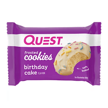 Birthday Cake Quest Frosted protein cookie