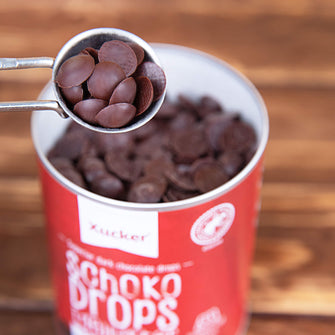 Gocce di cioccolato fondente senza zucchero