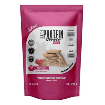 Busta 12 * 25 g Mini keto biscotti proteici al Lampone e cioccolato bianco (300 g) - Justine's