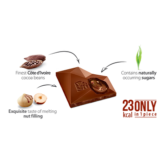Cioccolato al latte con ripieno alla nocciola senza zucchero aggiunto - Red