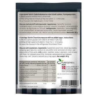 Preparato per mousse al cioccolato senza zucchero valori nutrizionali 