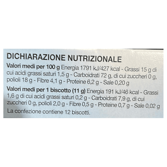 Valori nutrizionali biscotti al cocco Cereal Senza zucchero